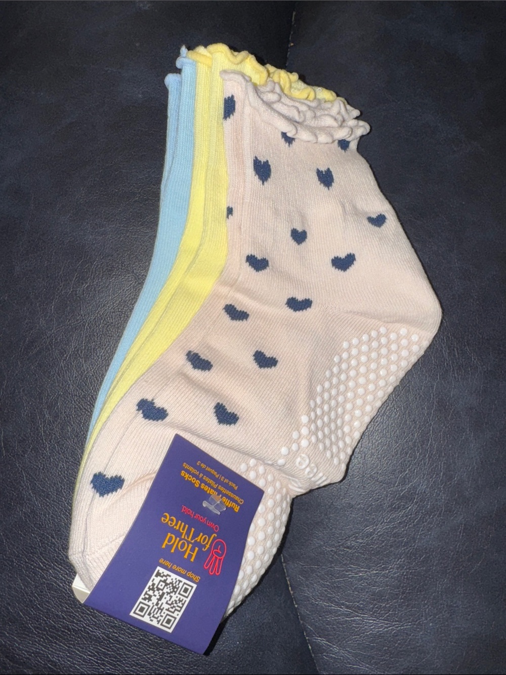 Non-Slip Ankle Socks (3-Pack) Ruffle Pilates Socks One Size Fits Most